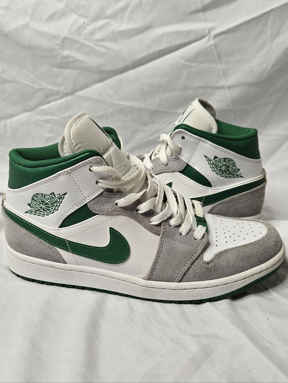 Nike Air Jordan 1 Mid SE Grey Pine Green DC7294-103 Men's Shoes Size 9